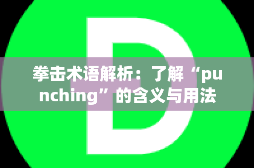 拳击术语解析：了解“punching”的含义与用法