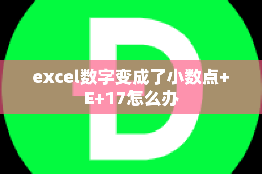 excel数字变成了小数点+E+17怎么办