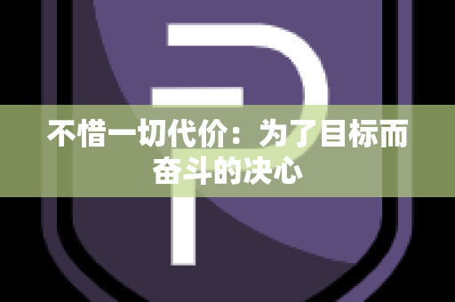 不惜一切代价：为了目标而奋斗的决心