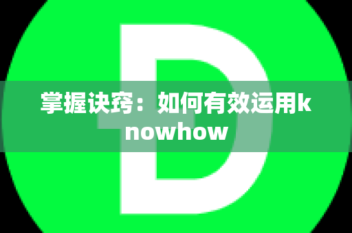 掌握诀窍：如何有效运用knowhow